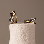 Laced Mixed Metal Huggies Silver 18K Gold Plated