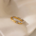 Baguette Diamond Ring Silver 18K Gold Plated