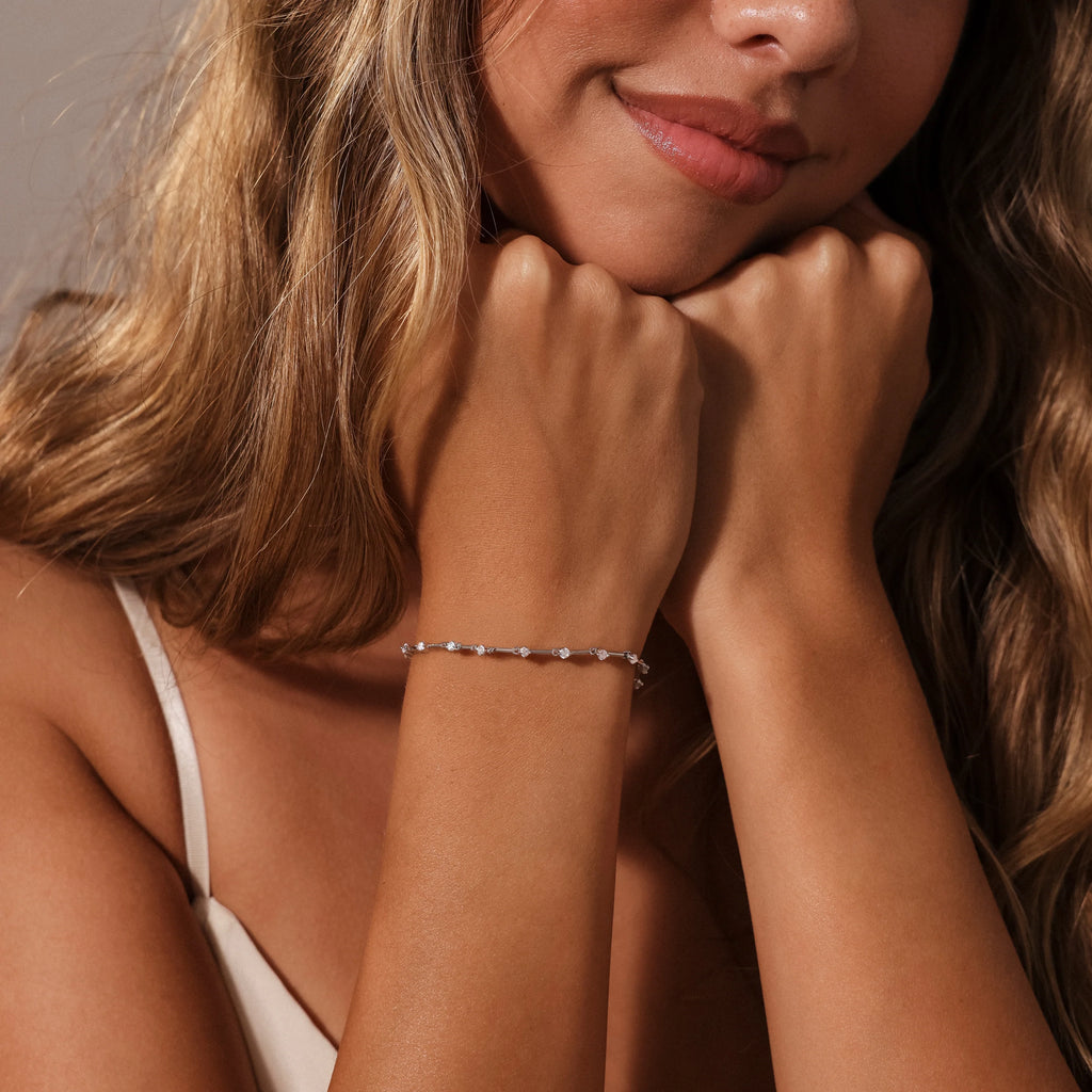 Sprinkle Diamond Tennis Bracelet Silver 18K Gold Plated