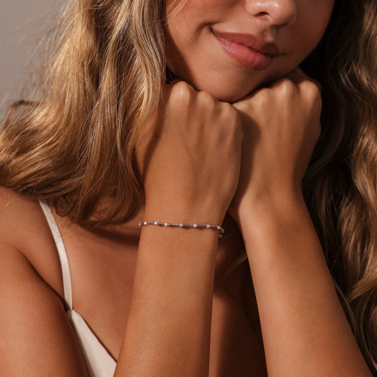 Sprinkle Diamond Tennis Bracelet Silver 18K Gold Plated