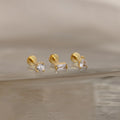 Mixed Diamond Flat Back Stud Set  Silver 18K Gold Plated