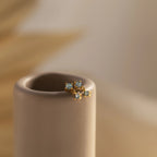 Aquamarine Drop Studs Silver 18K Gold Plated