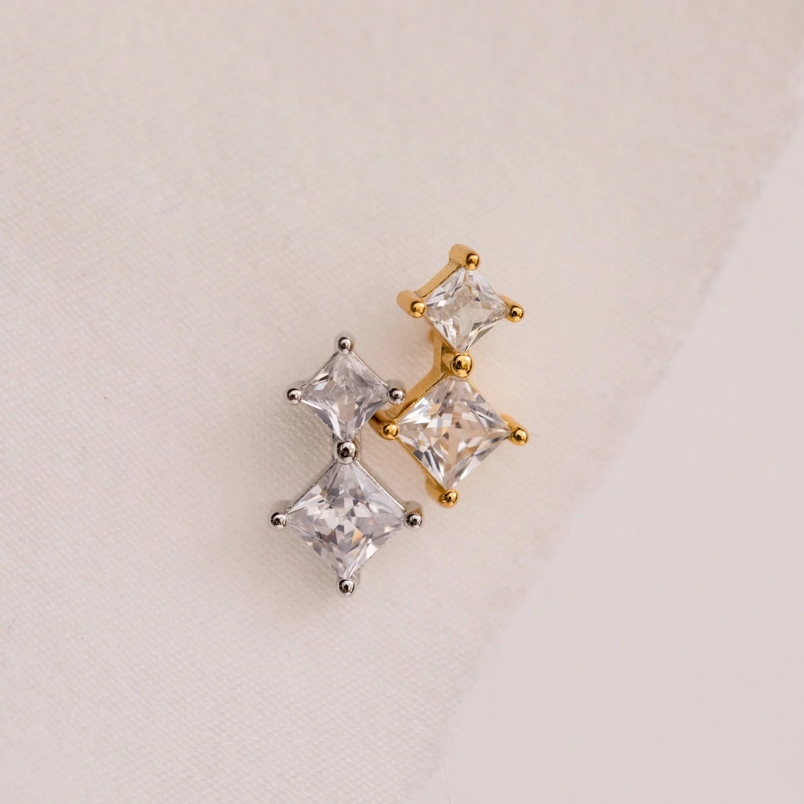 Aria Diamond Drop Stud Earrings