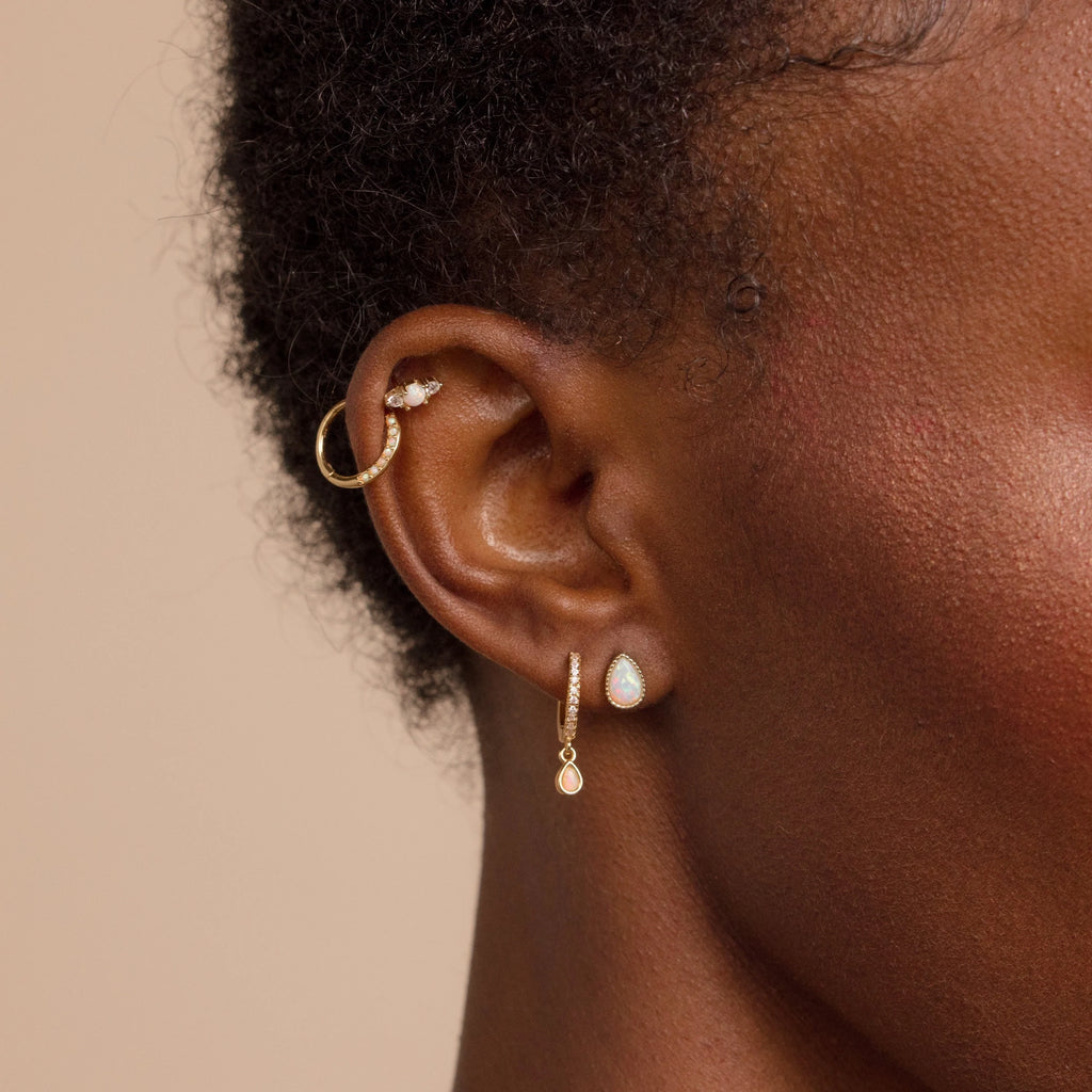 Opal Teardrop Studs Silver 18K Gold Plated