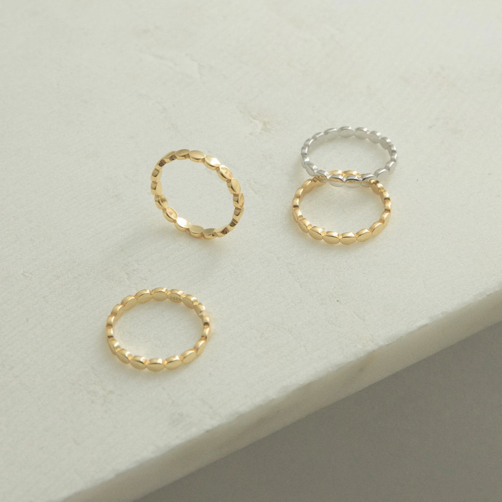 Beaded Ring Silver 18K Gold Plated