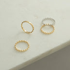 Beaded Ring Silver 18K Gold Plated