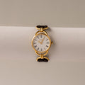 Vintage Gucci Swiss Roman Brown Strap Gold Watch