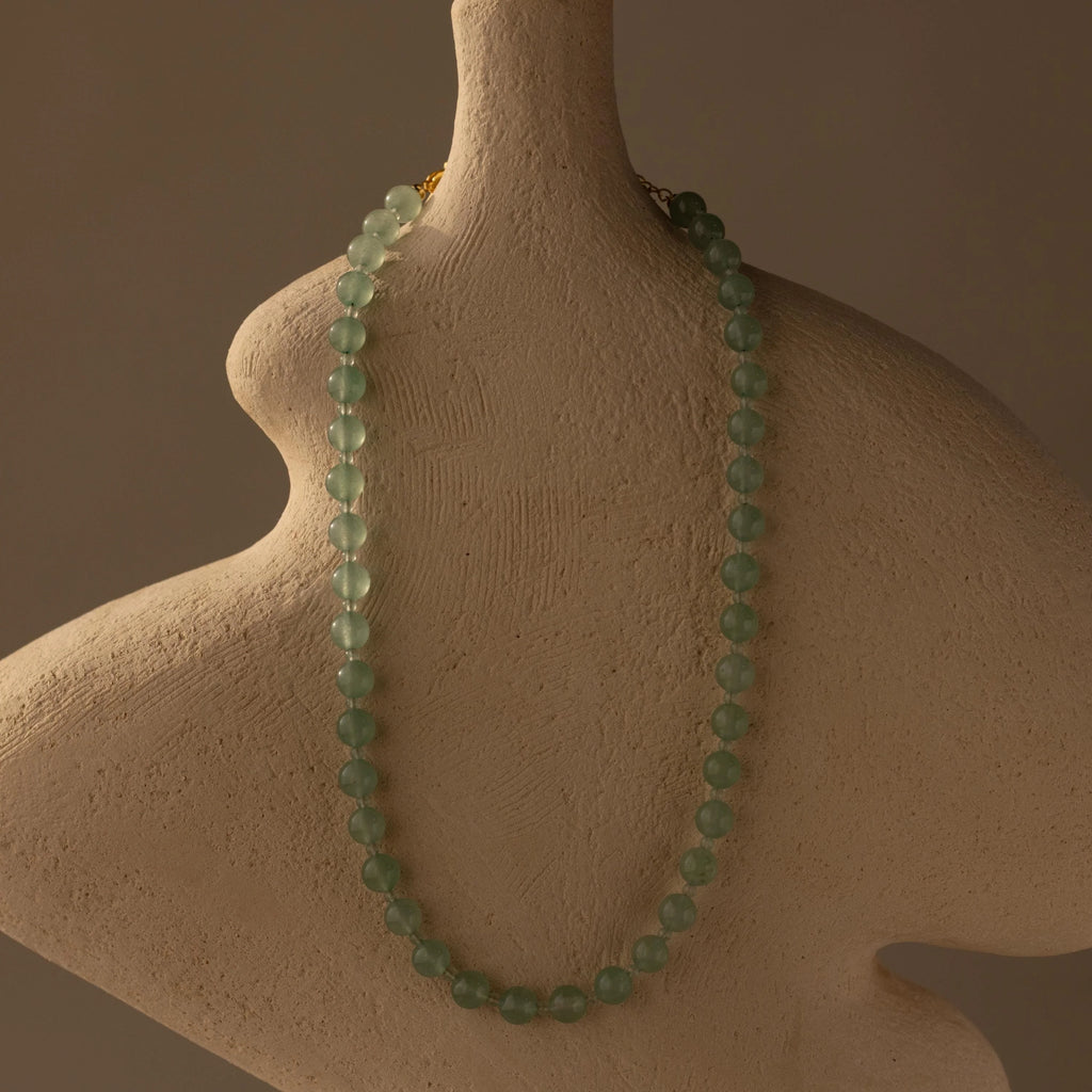 Green Aventurine Choker Necklace Silver 18K Gold Plated