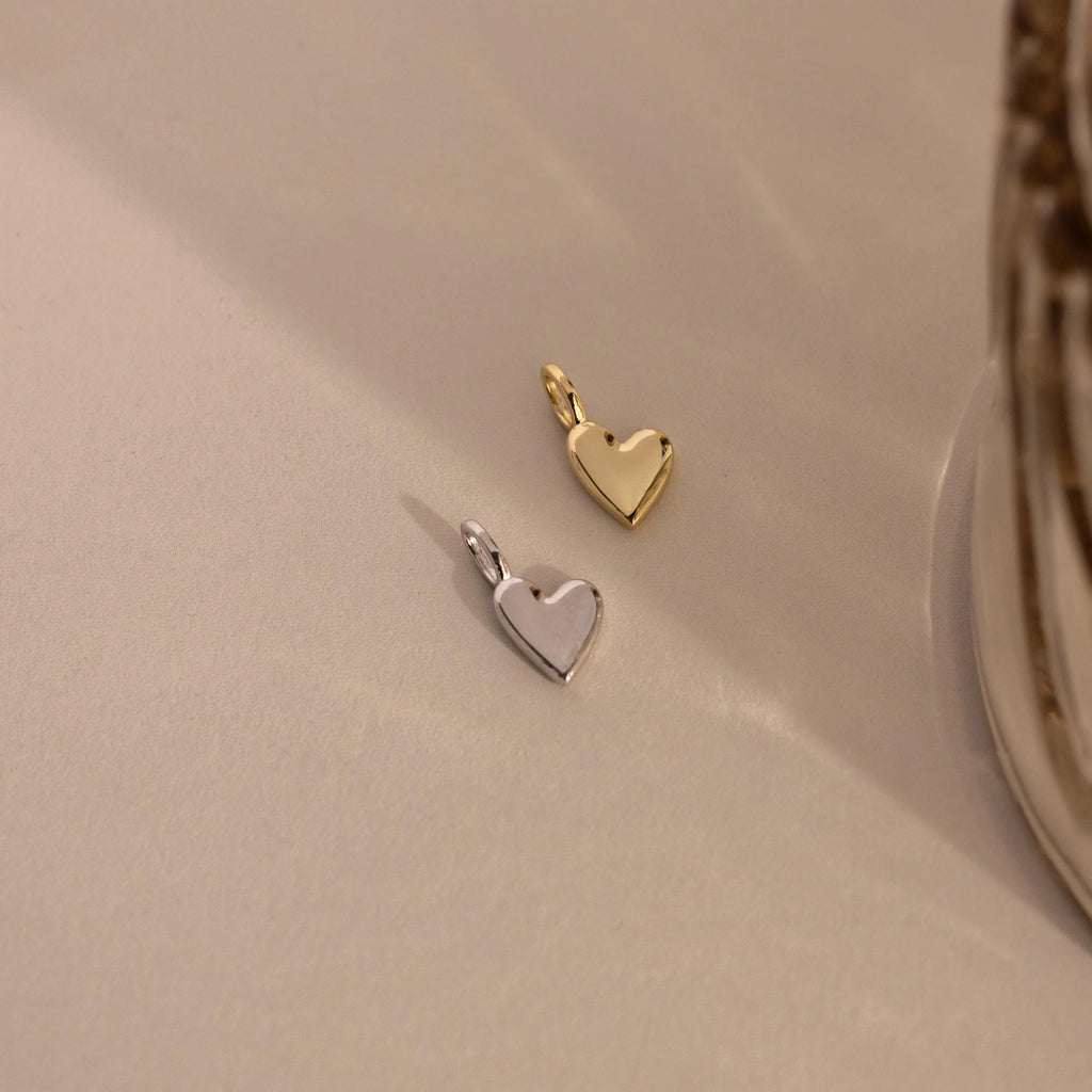Puff Heart Charm Silver 18K Gold Plated