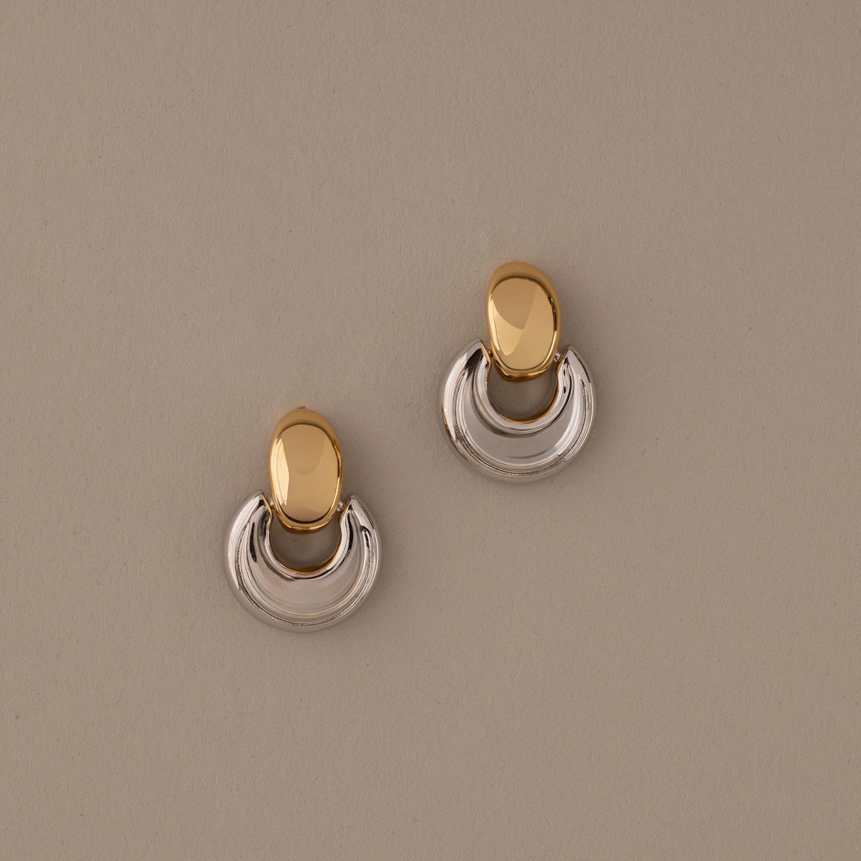 Eclipse Dome Studs in Mixed Metal Silver 18K Gold Plated