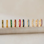 Genevieve Garnet Huggies Silver 18K Gold Plated