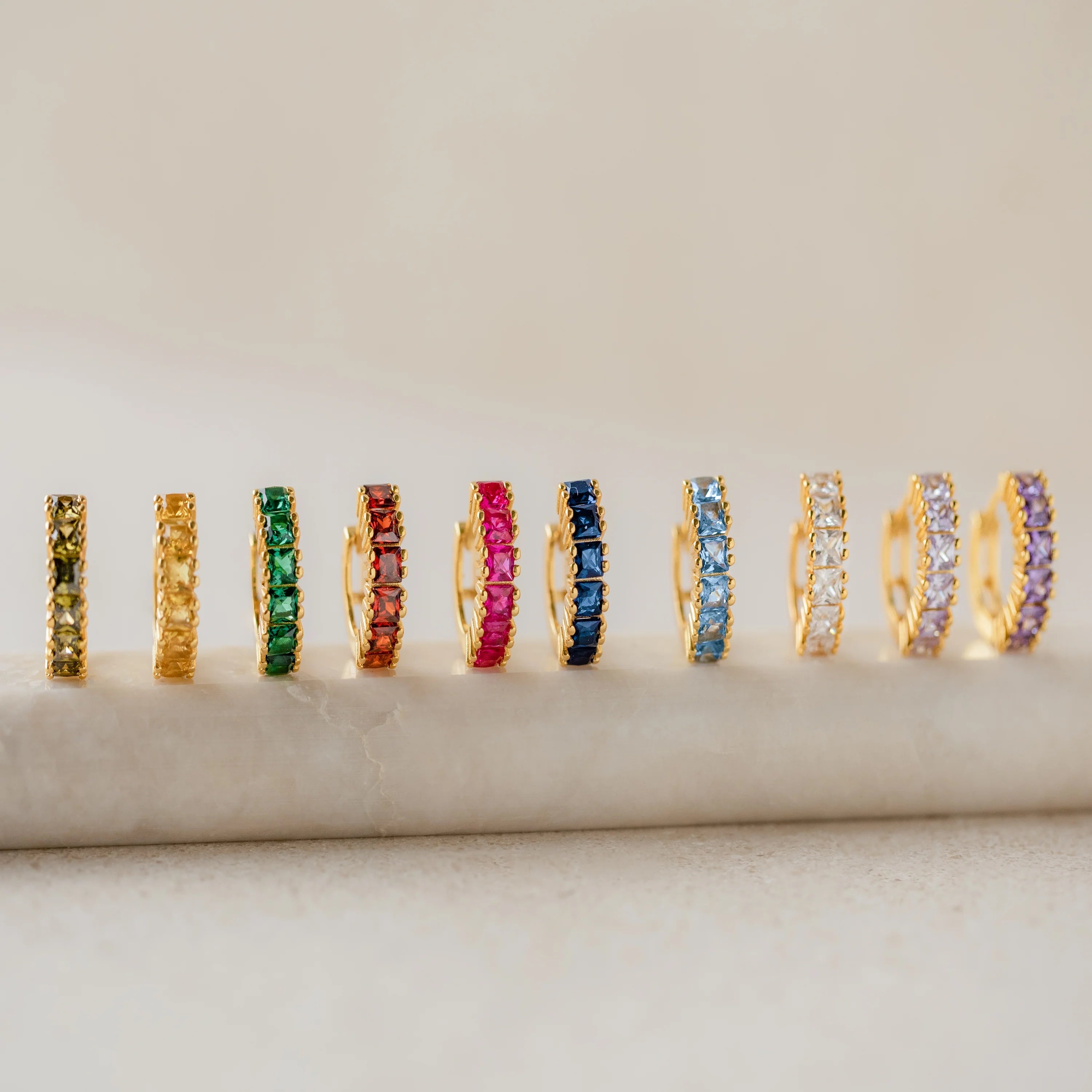 Genevieve Garnet Huggies Silver 18K Gold Plated