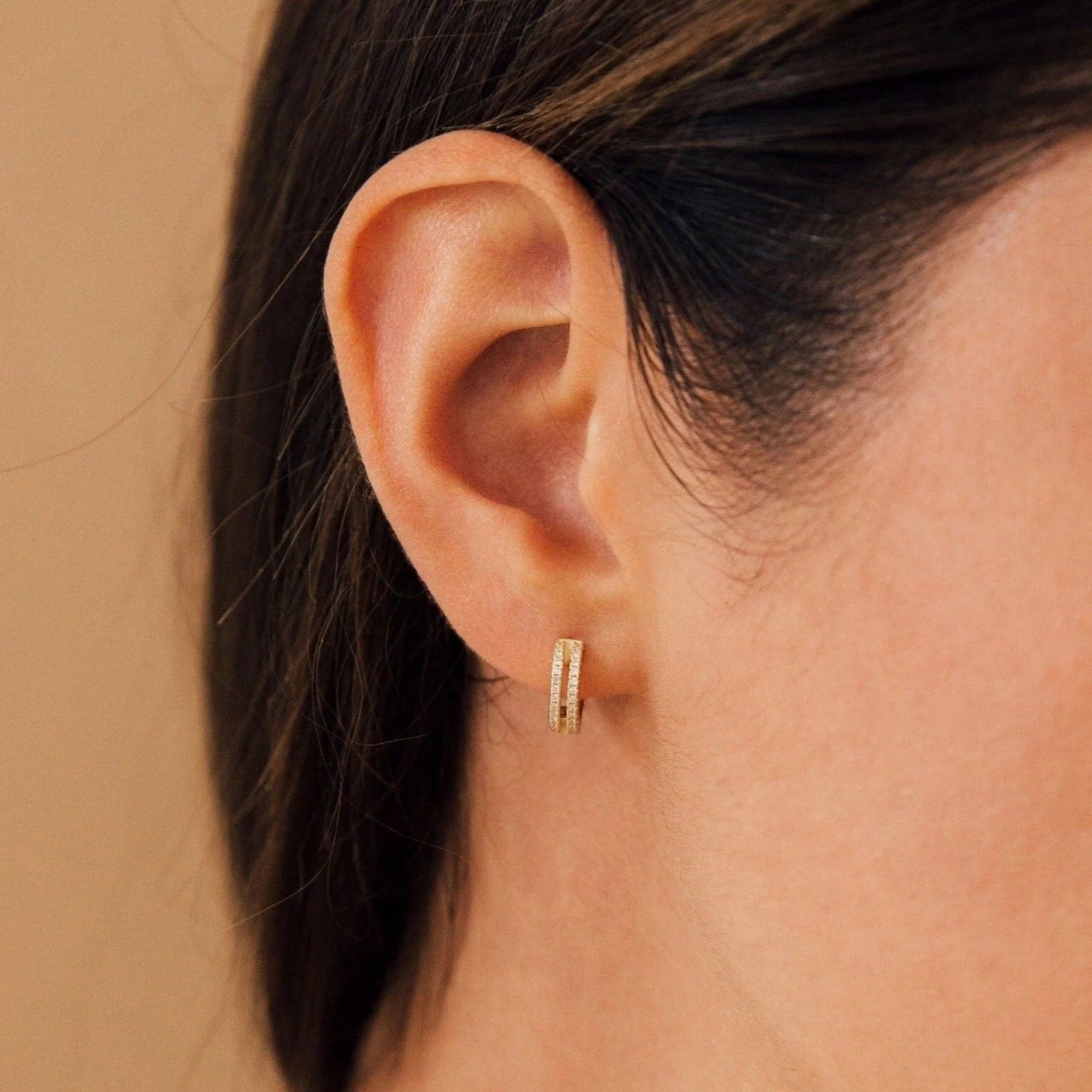 Eternal Sparkle: Ashley Duo Pavé Huggie Earrings