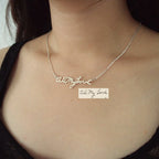 Handwriting Necklace Silver 18K Gold Plated