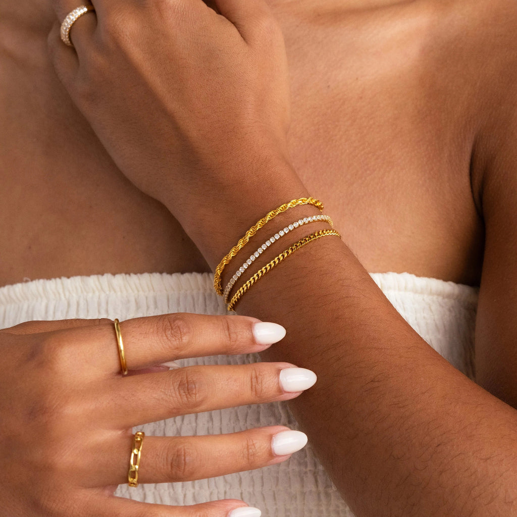 Curb Chain Bracelet Silver 18K Gold Plated
