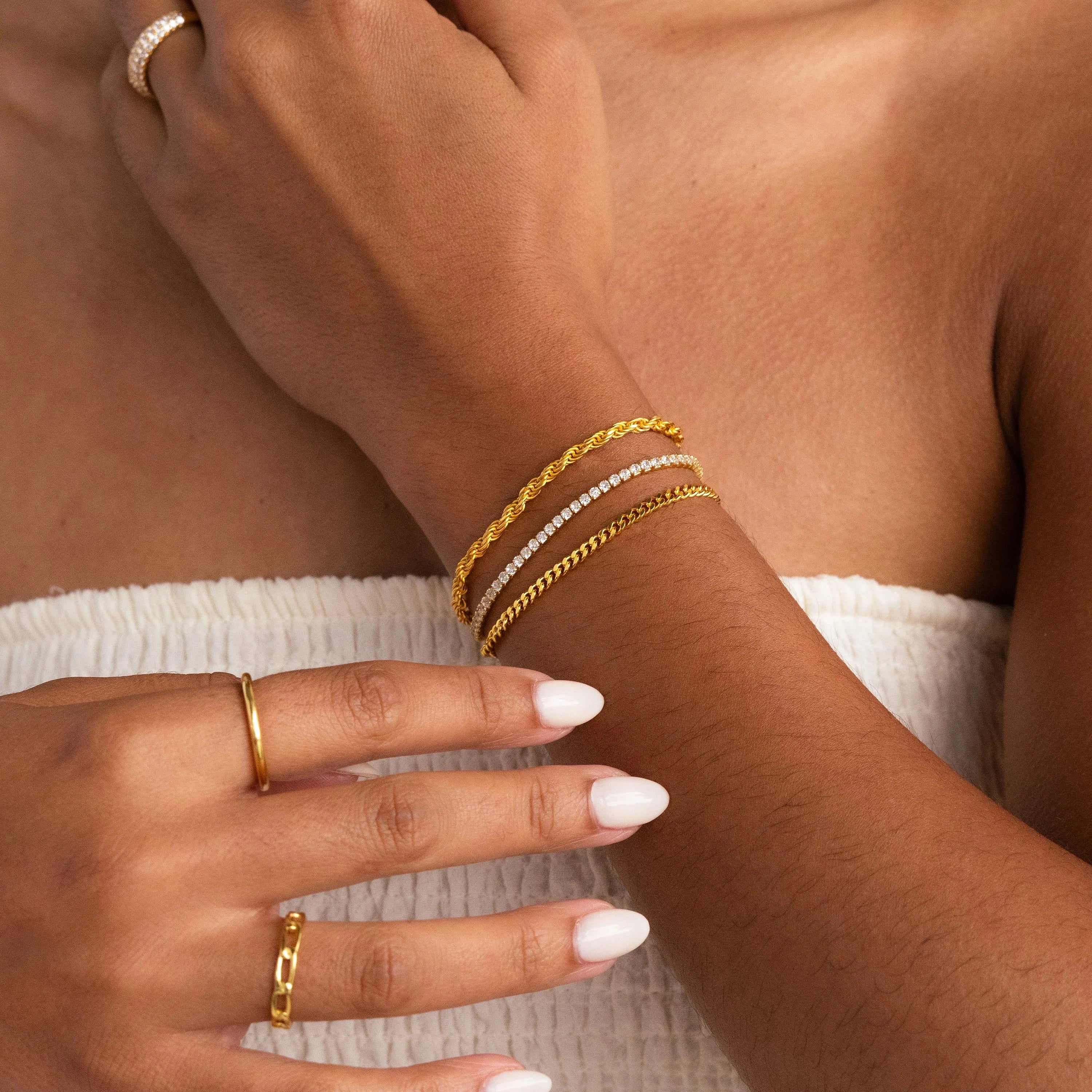 Curb Chain Bracelet Silver 18K Gold Plated