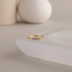 Dainty Baguette Birthstone Ring Silver 18K Gold Plated