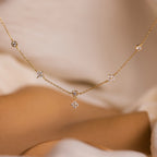 Ivy Diamond Station Necklace Silver 18K Gold Plated