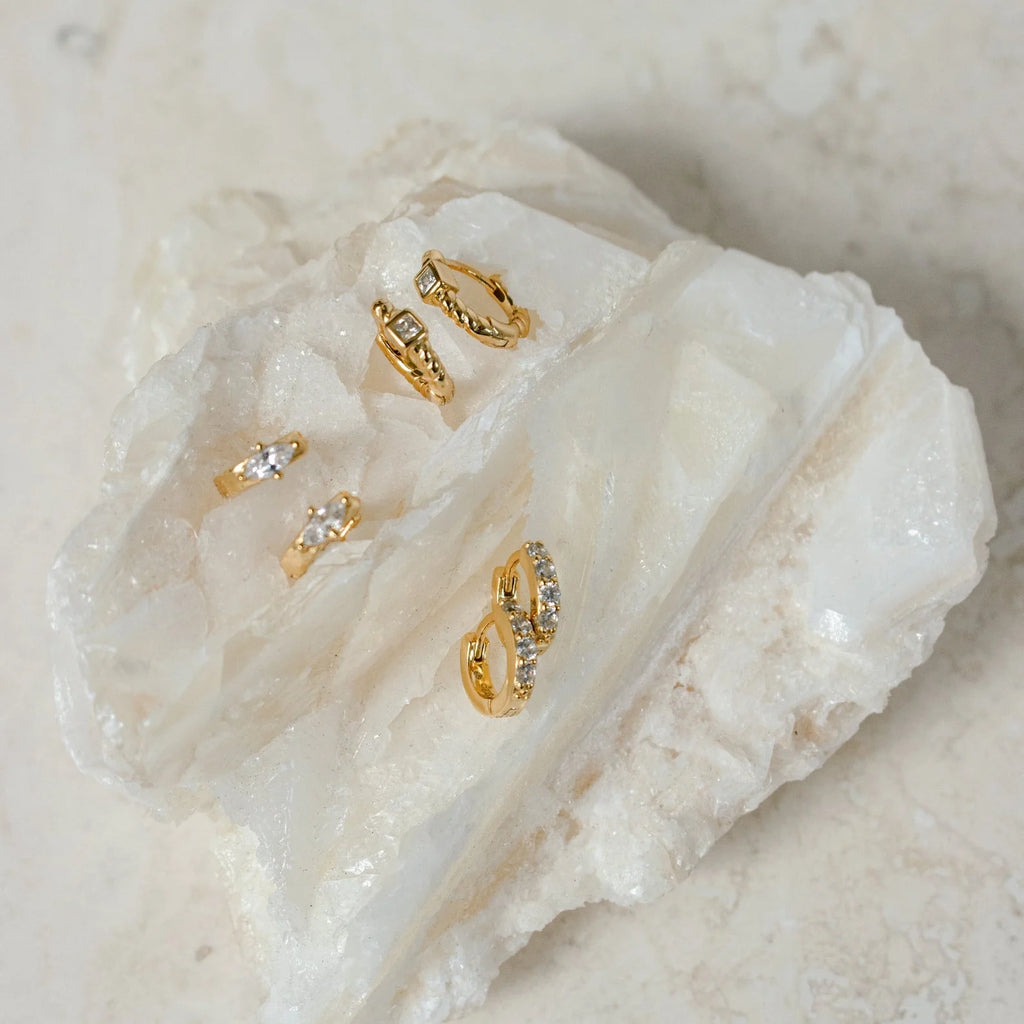 Diamond Willow Huggies Silver 18K Gold Plated