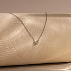 Diamond Bow Necklace & Earrings Set Silver 18K Gold Plated