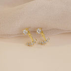 Round Diamond Ear Jackets Silver 18K Gold Plated