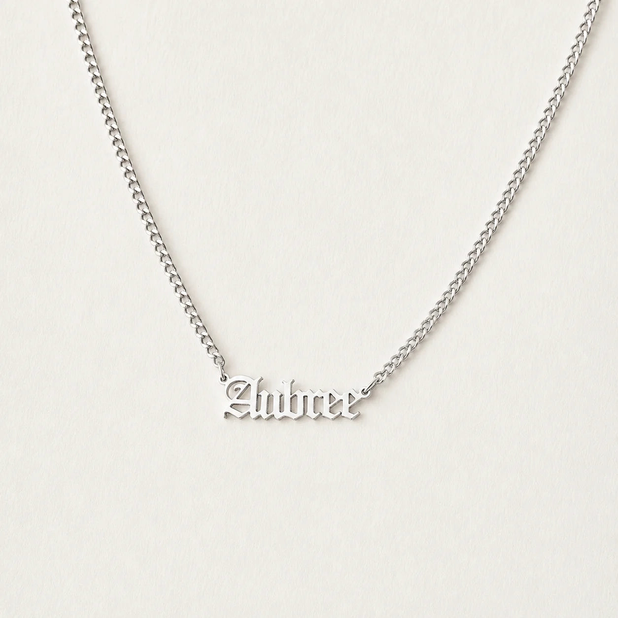 Old English Name Necklace in Curb Chain