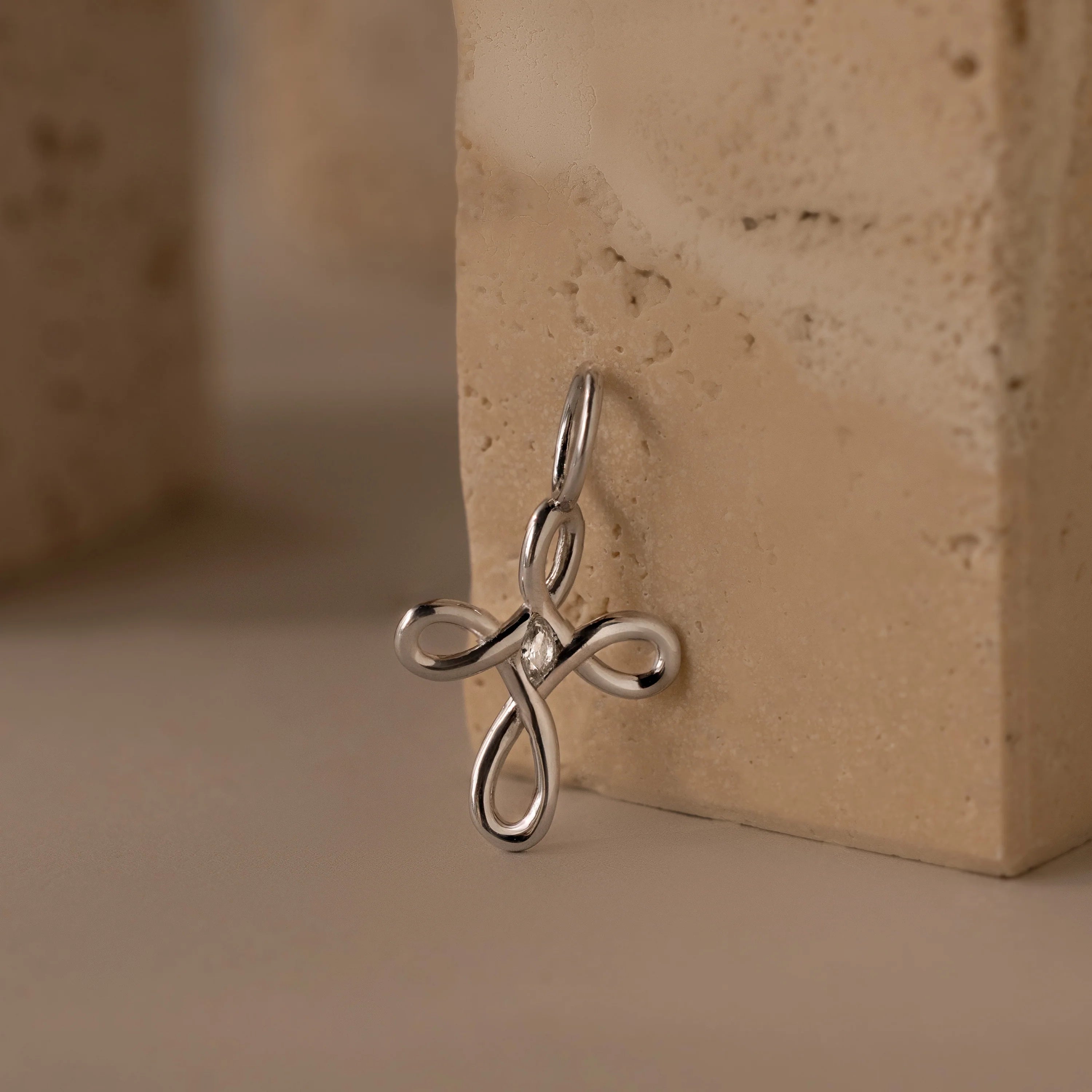 Diamond Infinity Cross Charm Silver 18K Gold Plated
