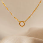 Rolo Circle Charm Necklace Silver 18K Gold Plated
