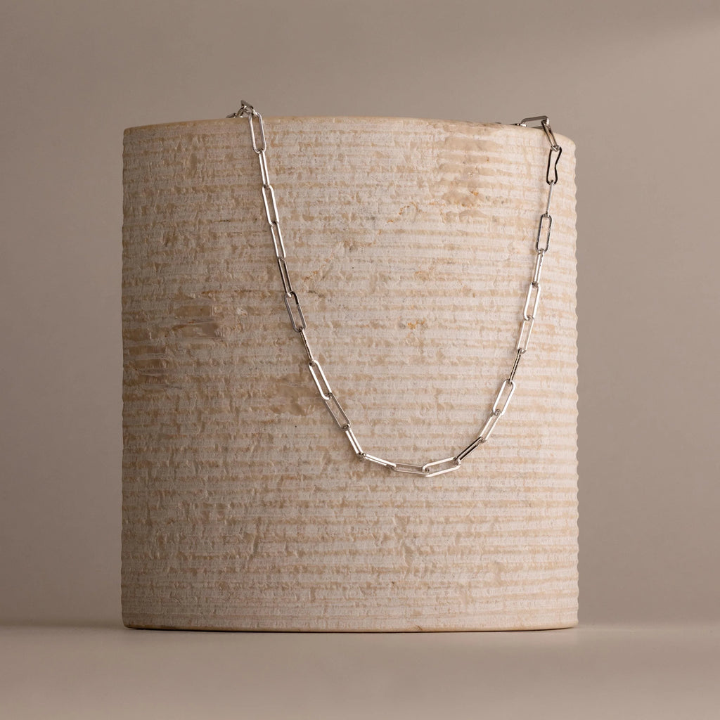 Bold Paperclip Chain Necklace Silver 18K Gold Plated