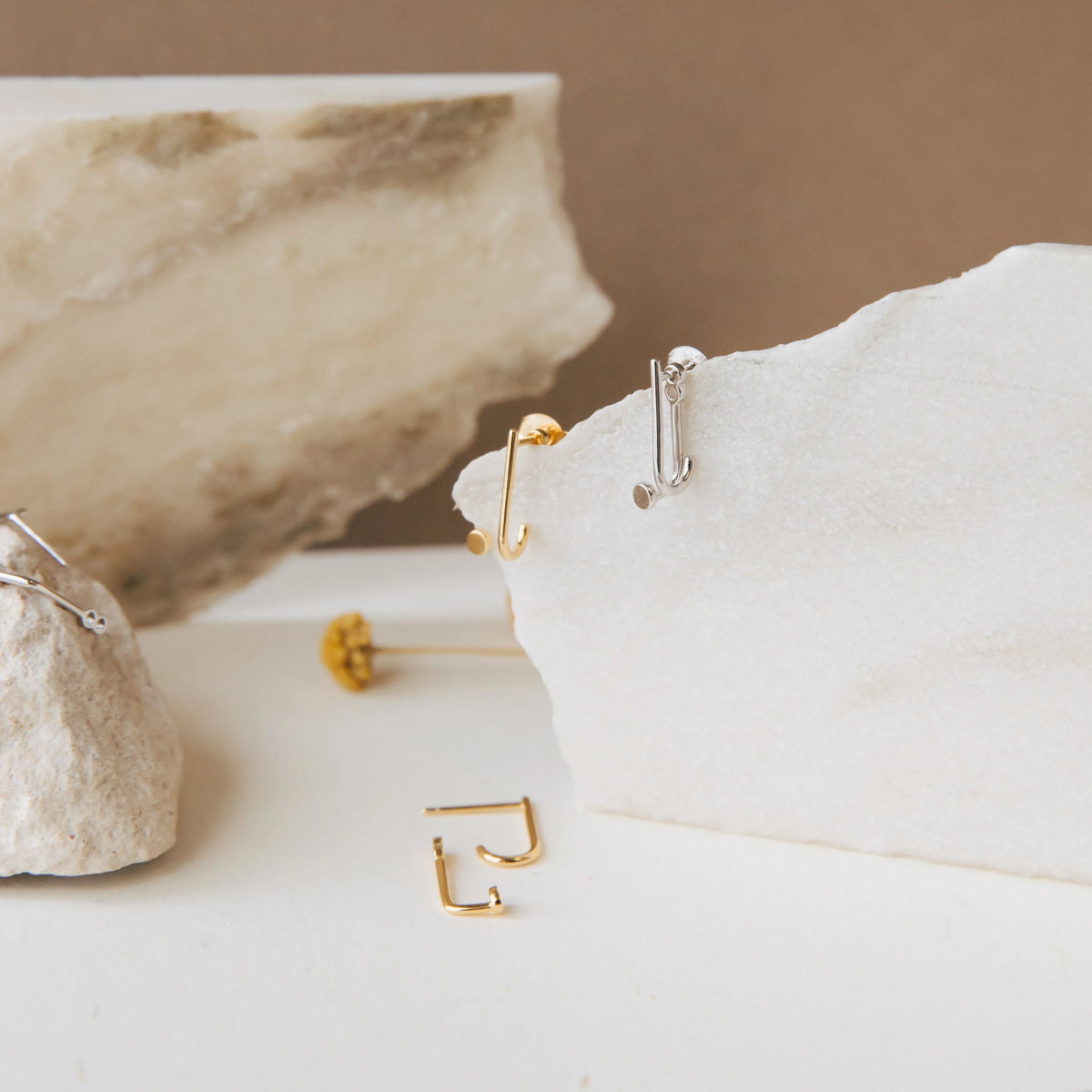 Dot Ear Jackets Silver 18K Gold Plated