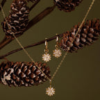 Diamond Poinsettia Hoops Silver 18K Gold Plated
