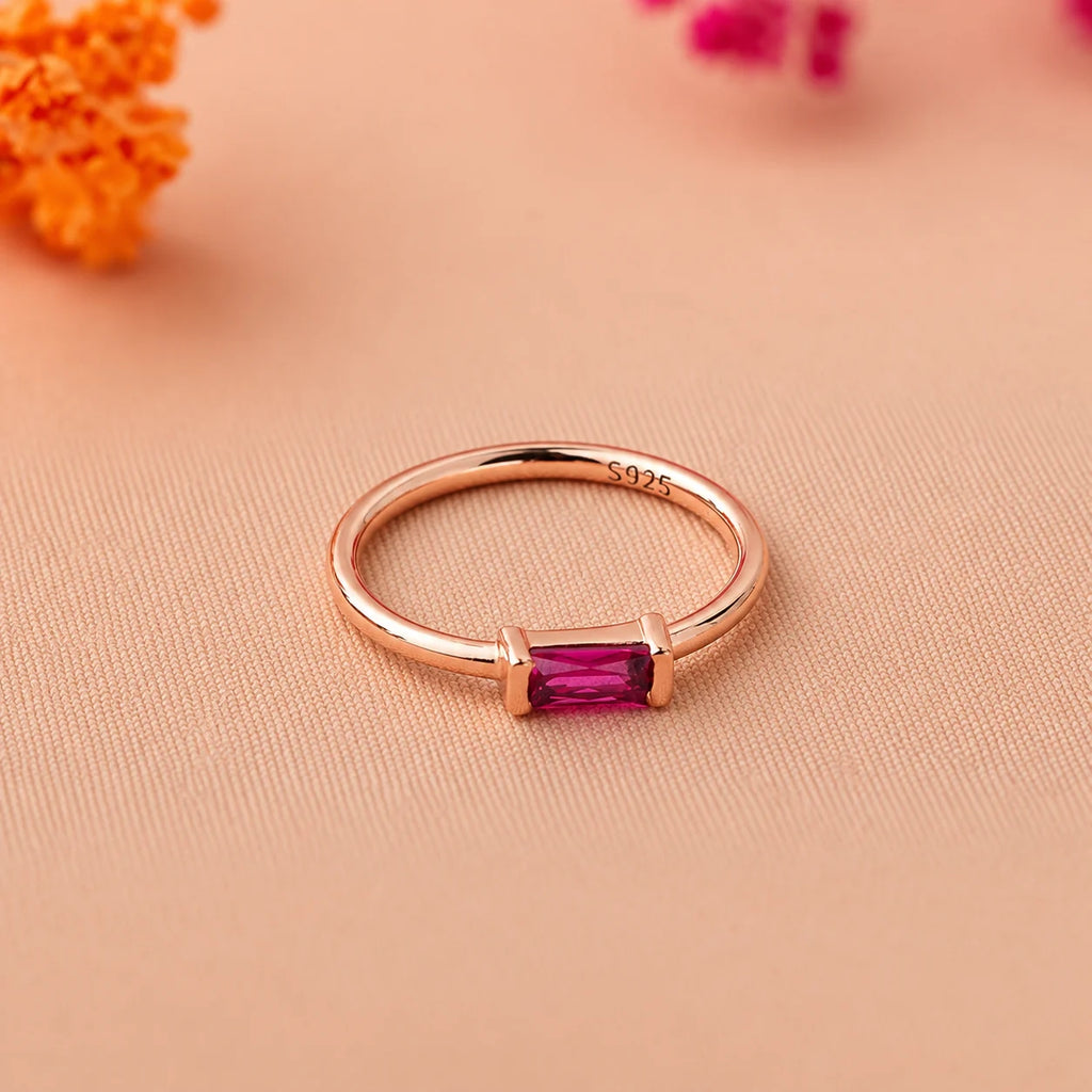 Custom Baguette Birthstone Ring