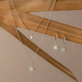 Opal Star Charm Necklace & Earrings Set Silver 18K Gold Plated