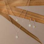 Opal Star Charm Necklace & Earrings Set Silver 18K Gold Plated