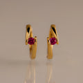 Floating Ruby Huggies Silver 18K Gold Plated