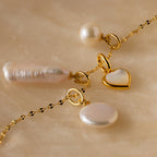 Round Pearl Charm Silver 18K Gold Plated