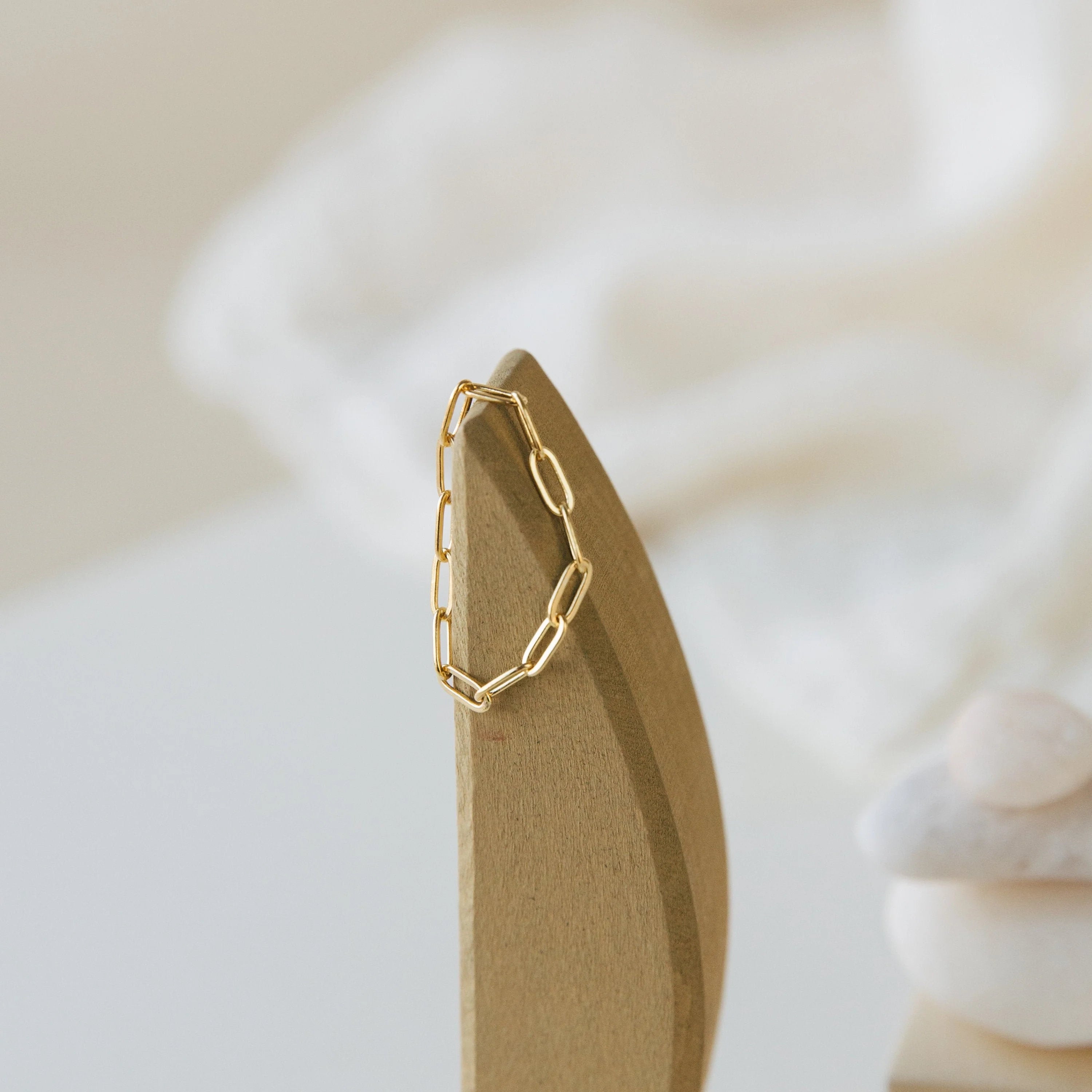 Paperclip Chain Ring Silver 18K Gold Plated