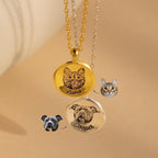 Pet Portrait Coin Necklace Silver 18K Gold Plated