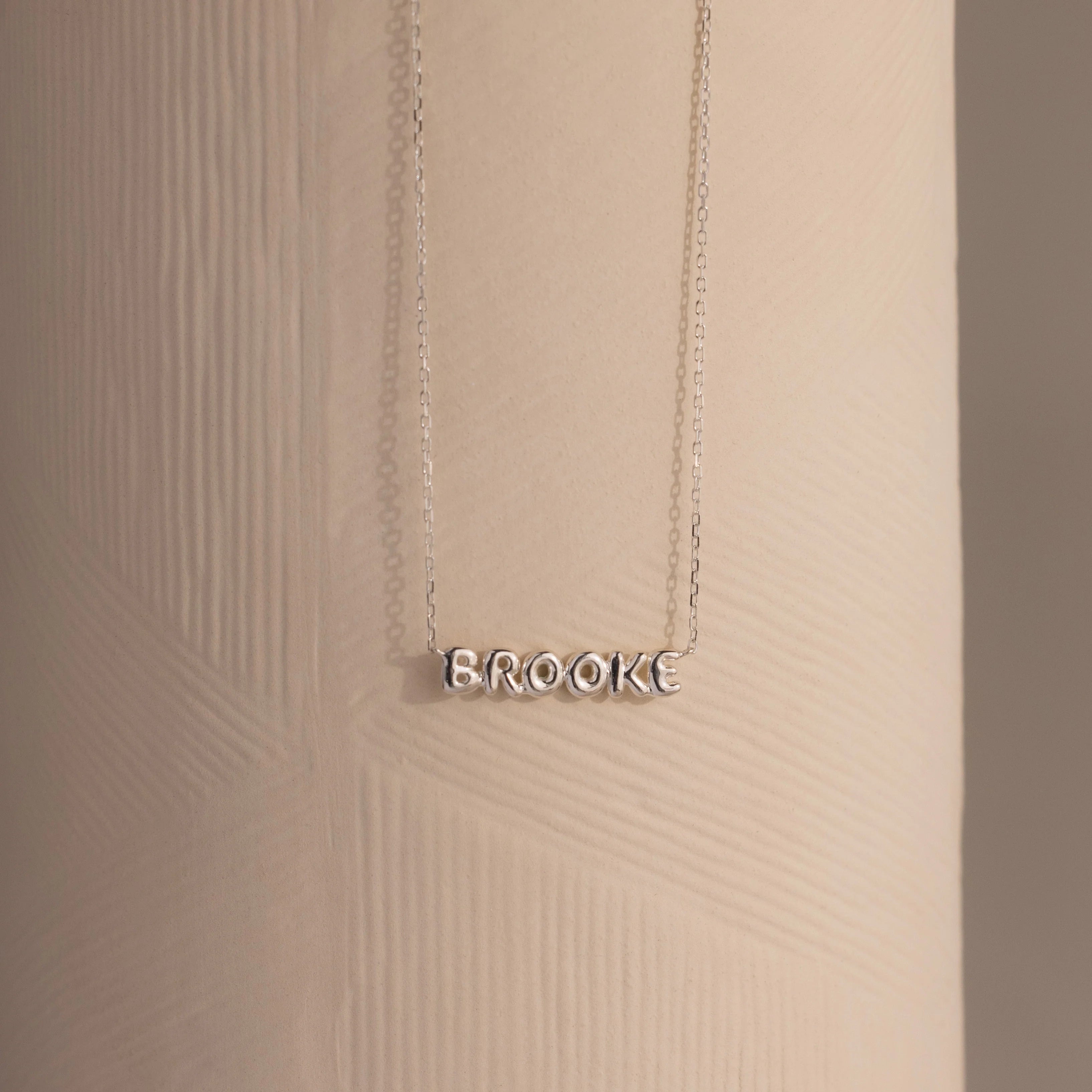 Tiny Bubble Name Necklace Silver 18K Gold Plated