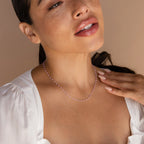 Pink Station Necklace Silver 18K Gold Plated