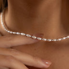 Beaded Pearl Necklace Silver 18K Gold Plated