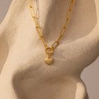 Paperclip Heart Charm Necklace Silver 18K Gold Plated