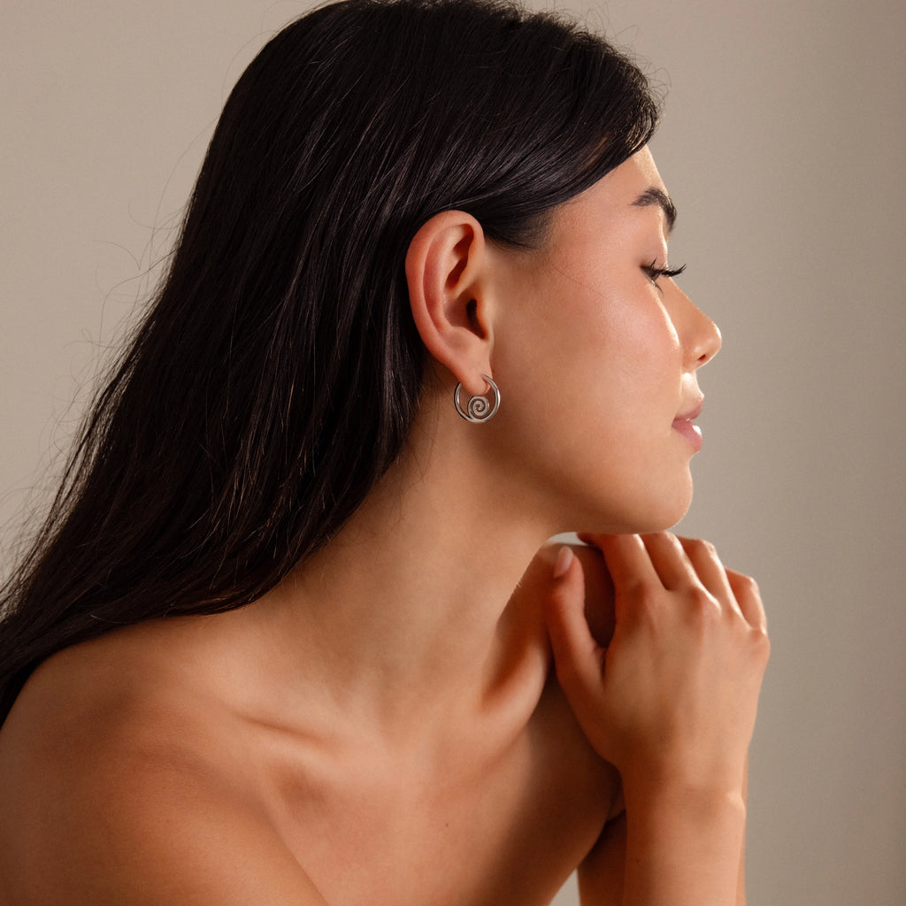 Spiral Swirl Hoops Silver 18K Gold Plated