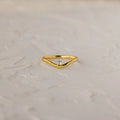 Diamond Drop Curve Ring Ring Silver 18K Gold Plated