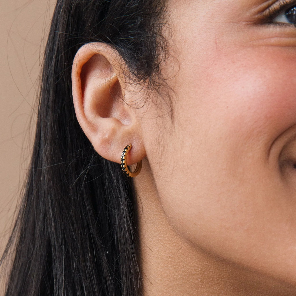 Black Onyx Hoops Bundle Silver 18K Gold Plated