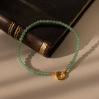 Beaded Jade Rolo Clasp Bracelet Silver 18K Gold Plated
