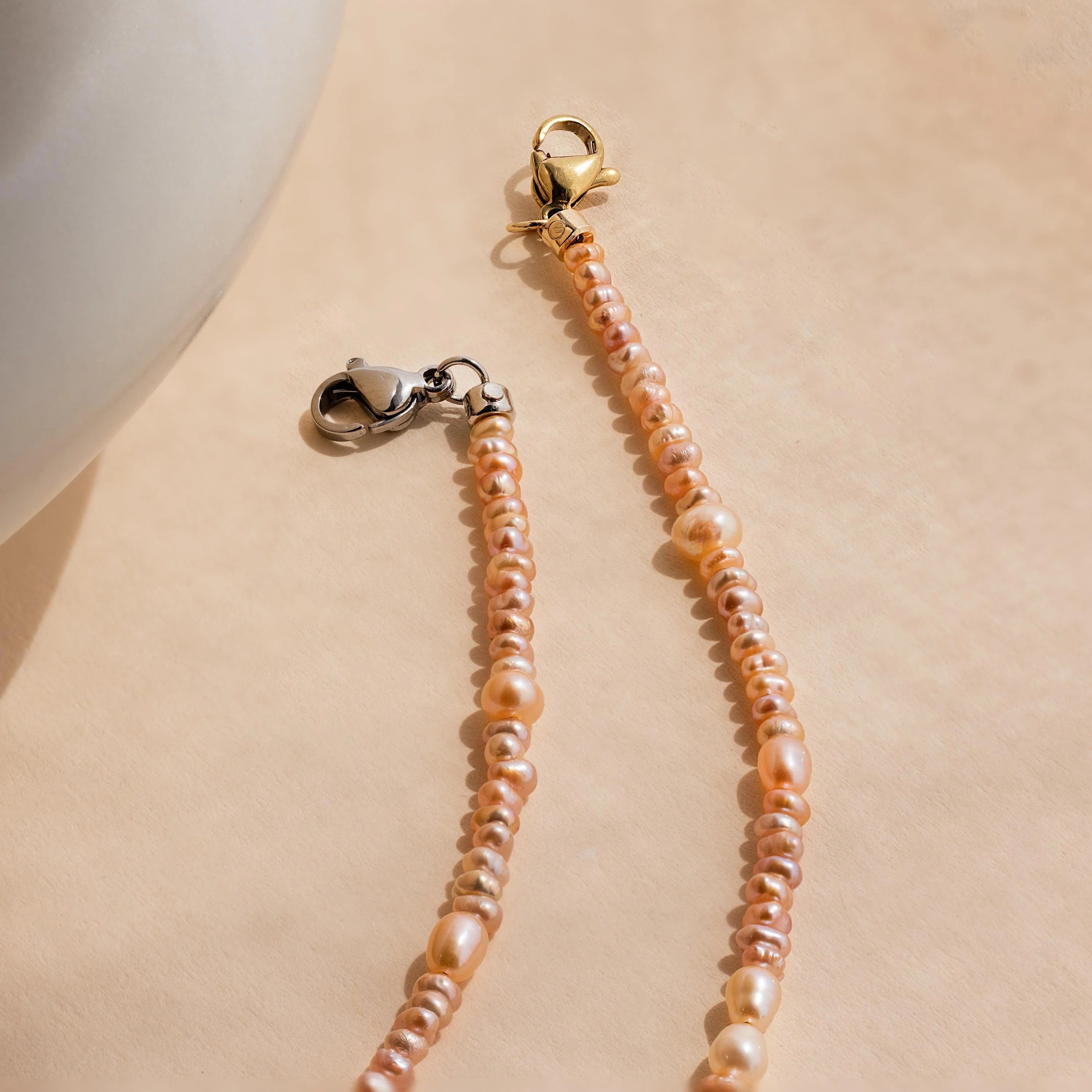 Blush Pearl Beaded Necklace Silver 18K Gold Plated