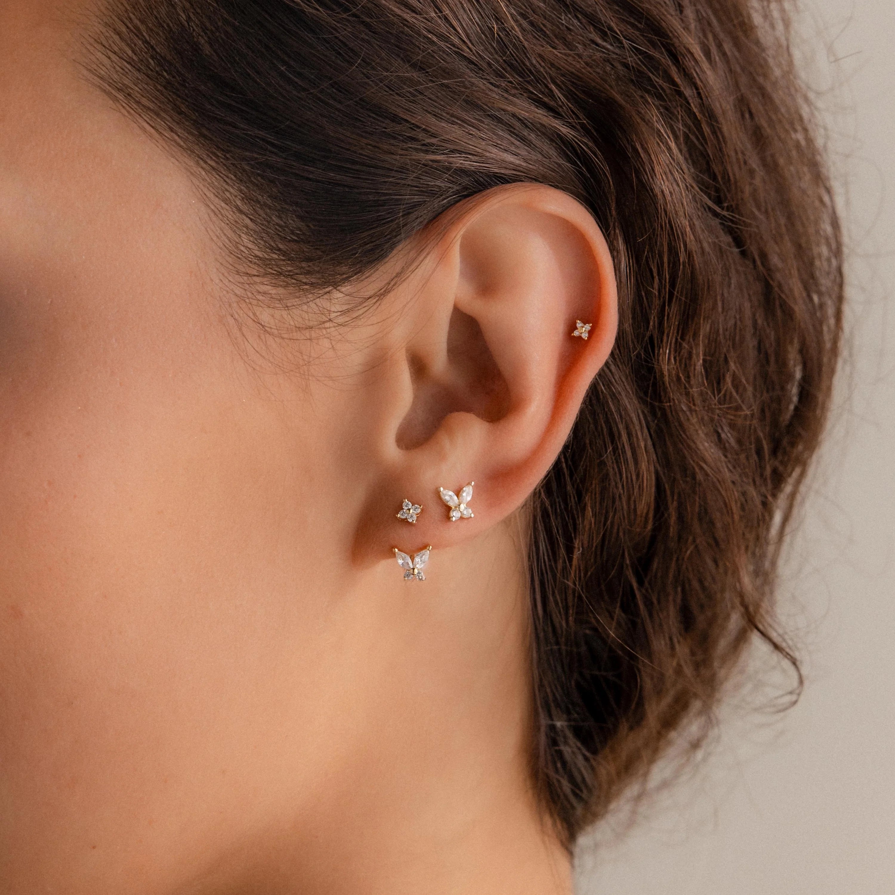 Butterfly Ear Jackets Silver 18K Gold Plated