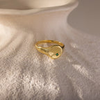 North Star Emerald Signet Ring Silver 18K Gold Plated