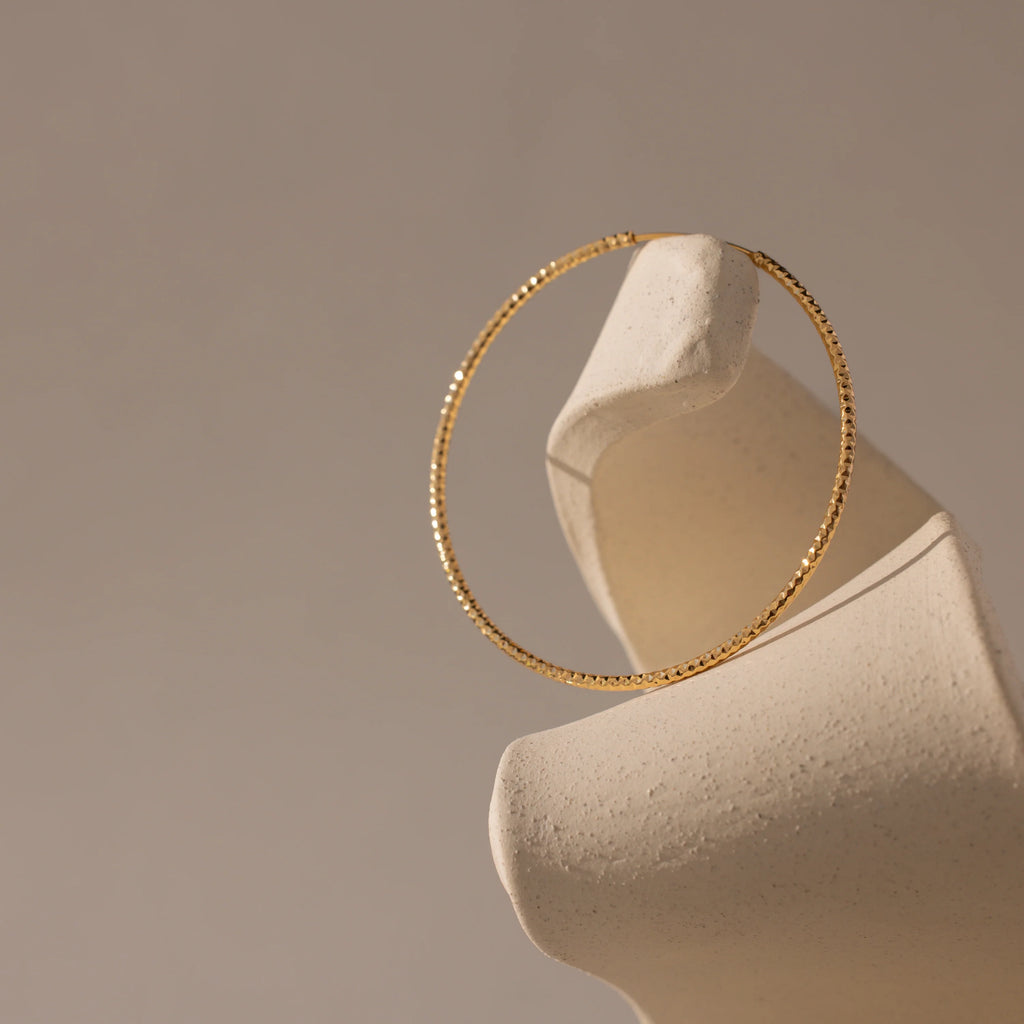 Large Sparkle Hoops Silver 18K Gold Plated